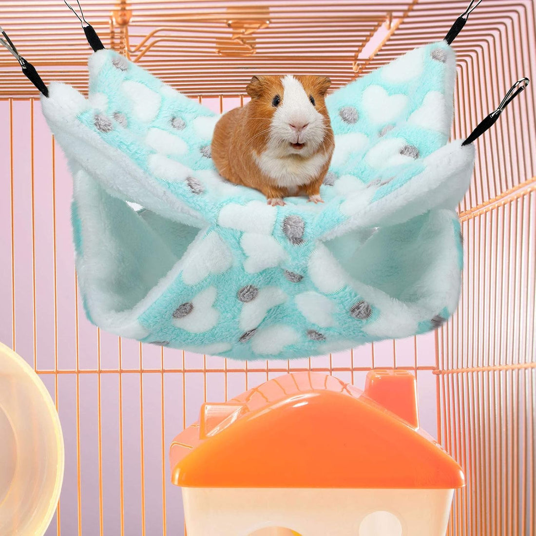 Boao 2 Pcs Guinea Pig Rat Hammock for Pet, Mint Green, Pink