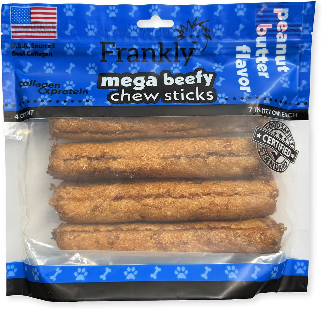 Frankly Pet Original Bacon Flavored Mega Beefy Chew Sticks for Dogs