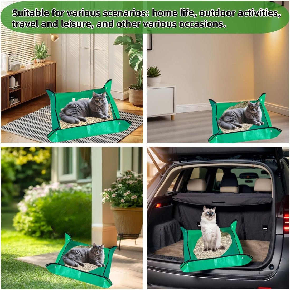 Portable Litter Box for Cats, 3-Pack, Expands to 25 Inches