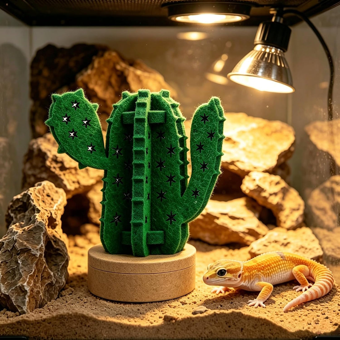 Column Cactus Evaporative Humidifier, Felt Decor Reptile Terrarium