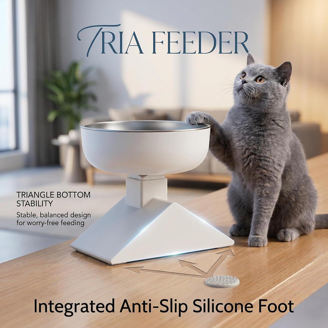 Adjustable Elevated Cat Bowl, 304 Stainless Steel Bowl, 18oz
