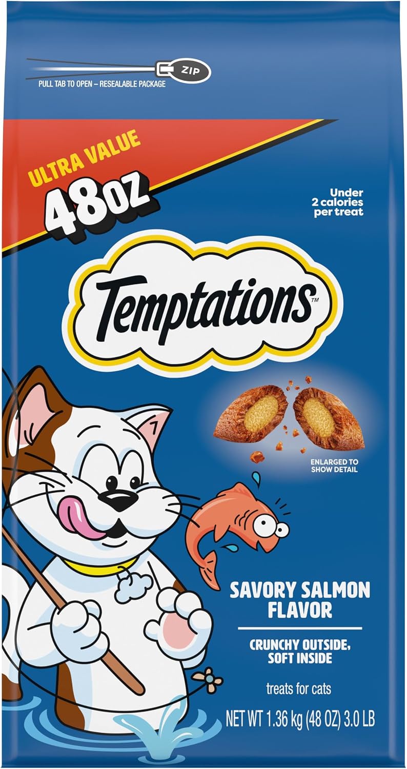 Temptations Classic Crunchy and Soft Cat Treats, Savory Salmon, 30 oz
