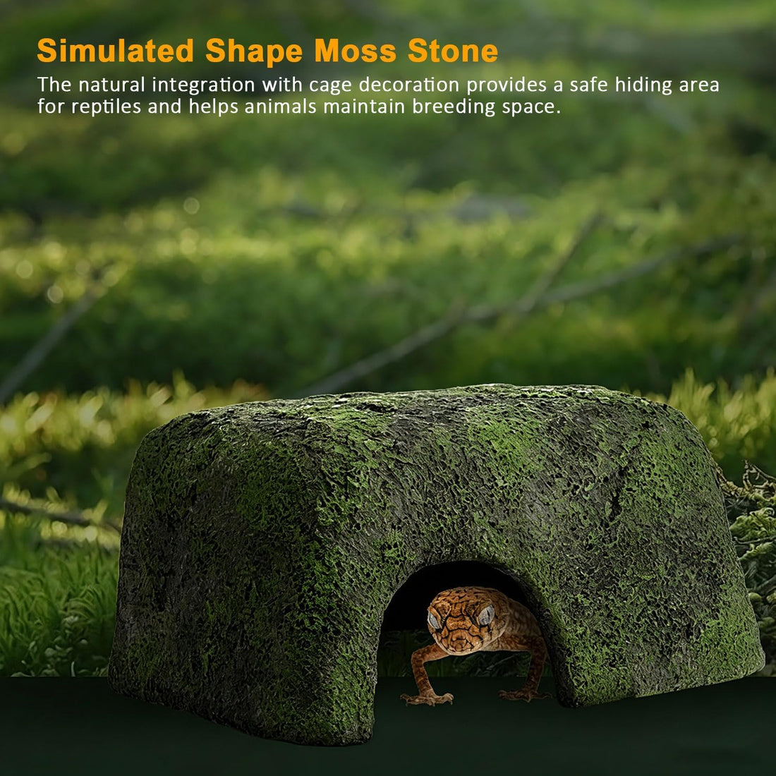 Reptile Heating Rock Basking Platform with Hiding Cave