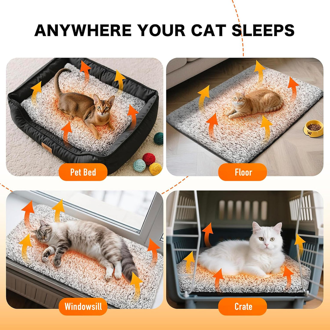 WanpeeGoo Self Warming Cat Bed, Heated Cat Bed