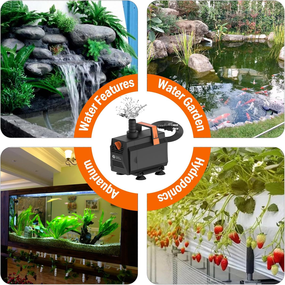AquaMiracle 880GPH Aquarium Water Pumps Fountain Pump Pond Pump