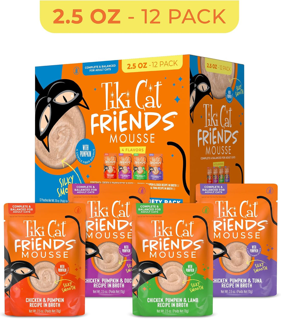 Tiki Cat Friends Mousse Wet Cat Food, Chicken Variety Pack, 2.5oz