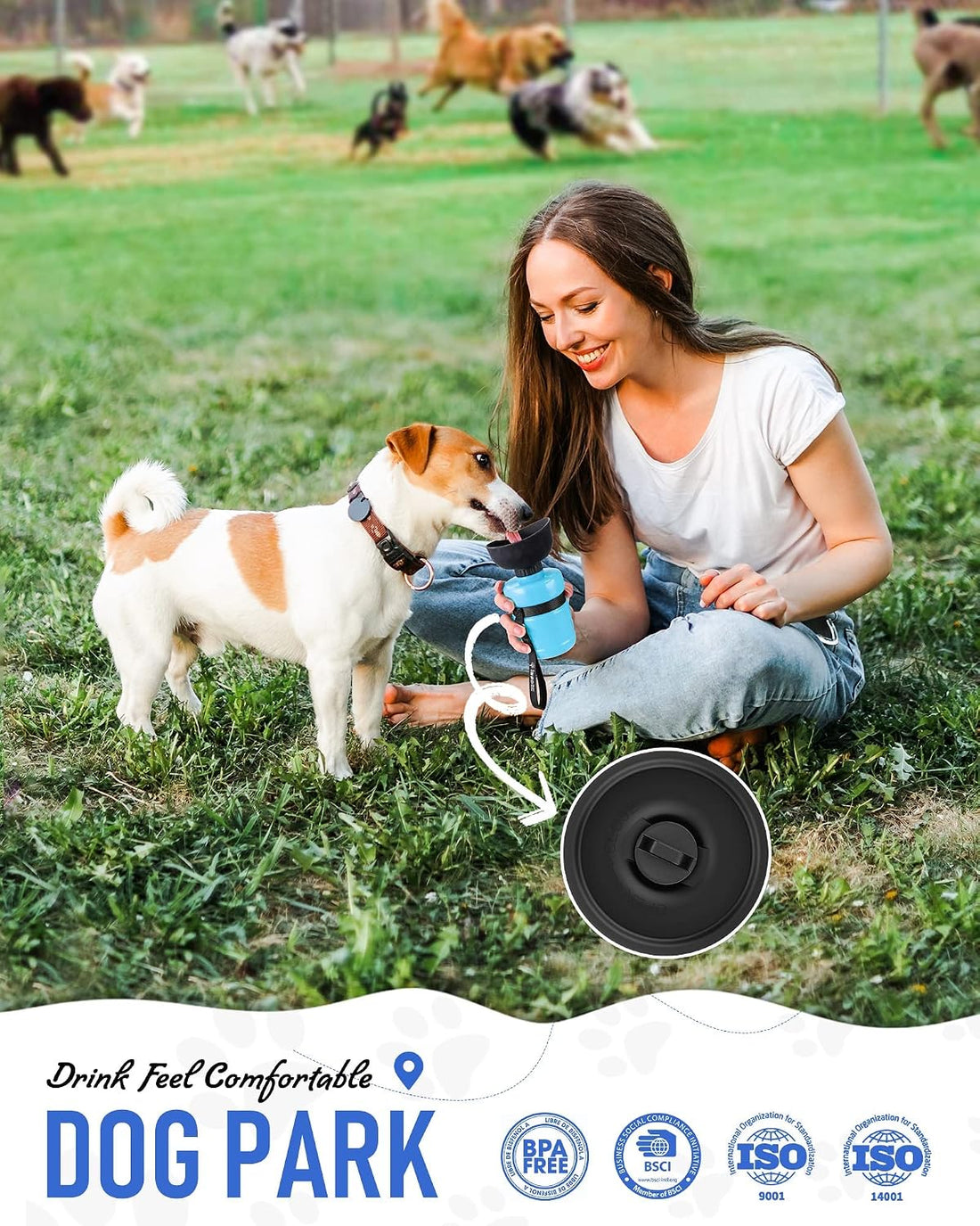 lesotc Dog Water Bottle, Portable Water Dispenser with Bowl