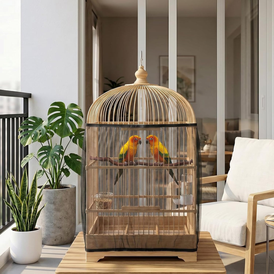 2Pcs Bird Cage Seed Catcher 73'' Adjustable Bird Cage Skirt Cover