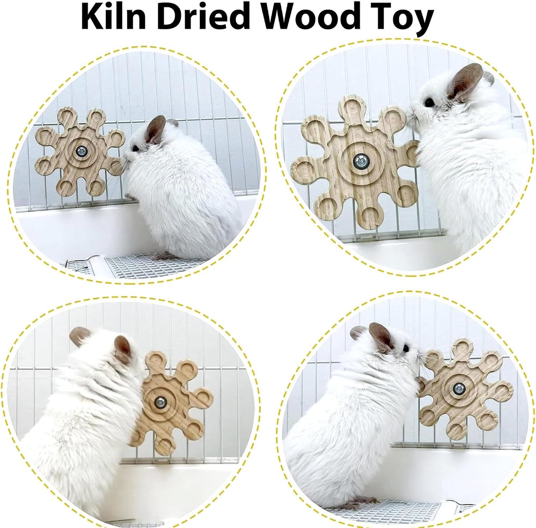 Rotating Chinchilla Chew Toys for Teeth, Kiln-Dried Wood Enrichment