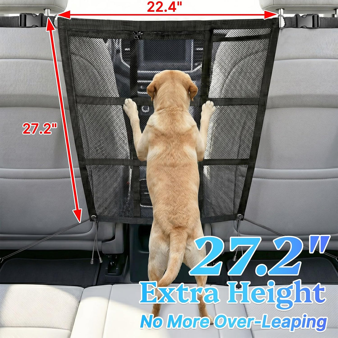 Aolamegs Dog Car Barrier Net, 27.2 x 22.4 in, with Storage Pockets