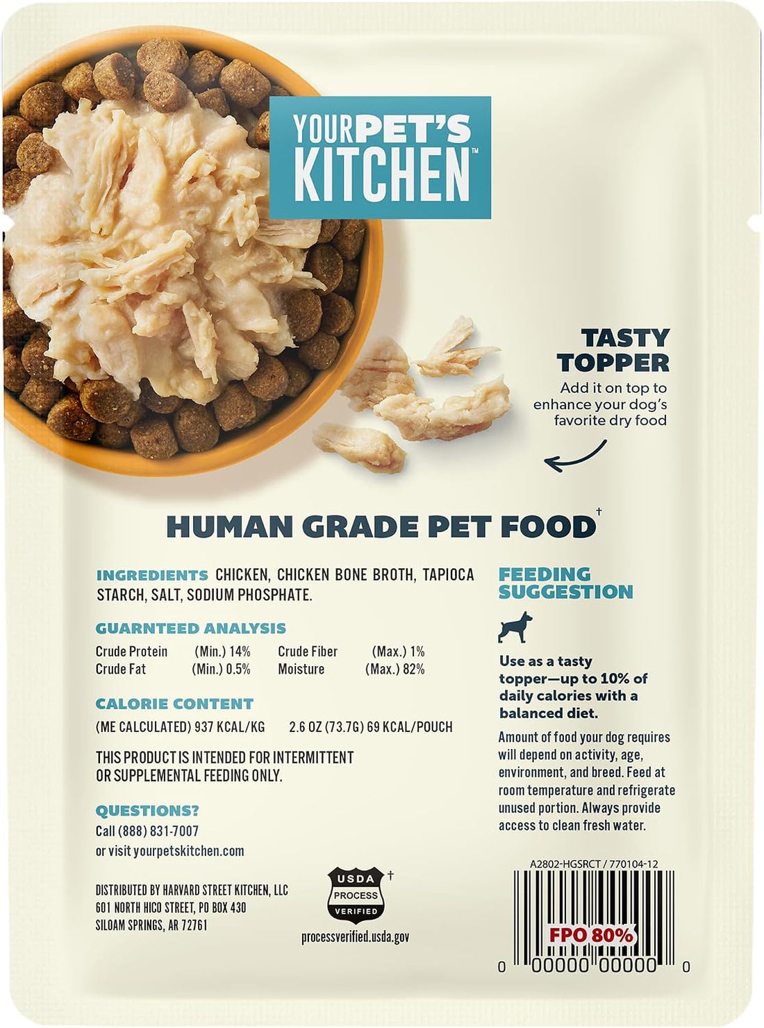 YOUR PET'S KITCHEN Chicken Whole Muscle Shreds Dog Topper, 2.6 oz
