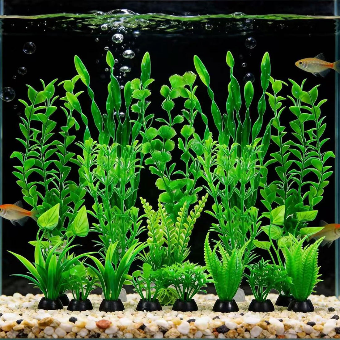 Artificial Aquarium Plants Set, Plastic Fish Tank Decorations
