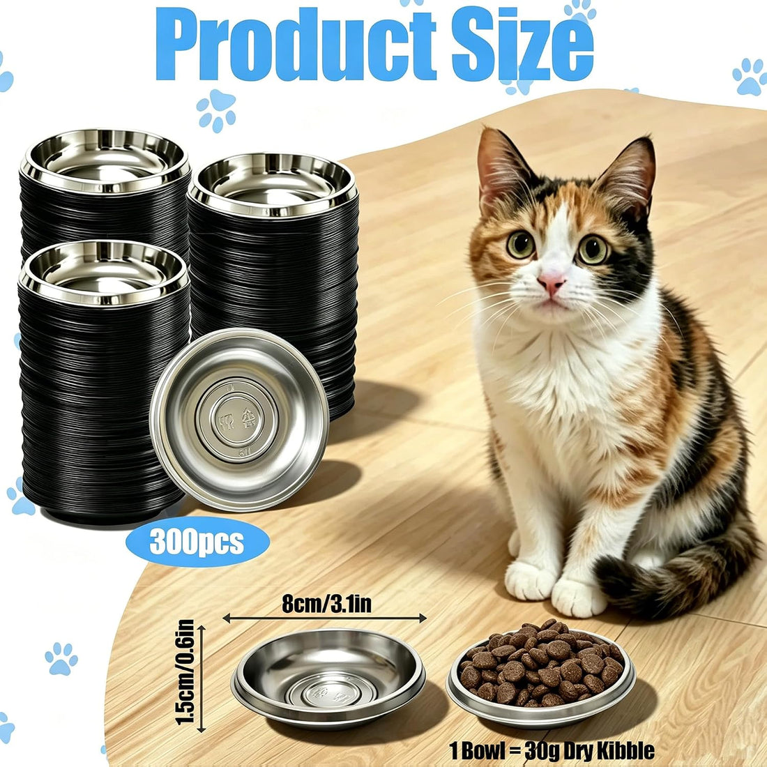 Small Disposable Cat Food Bowls 300 Pack, 30g Portion Cup