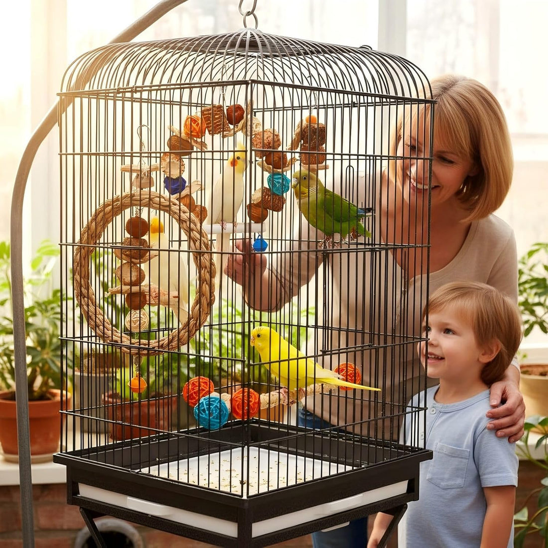 XLpeixin Parakeet Swing Toys,Bird Cage Hanging Chewing Toys,Natural