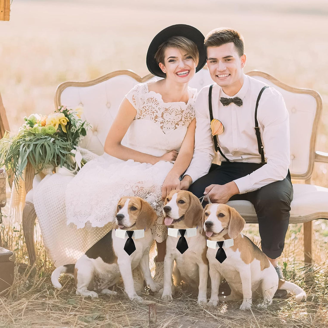 ADOGGYGO Dog Tuxedo Collar, Wedding Dog Bow Tie