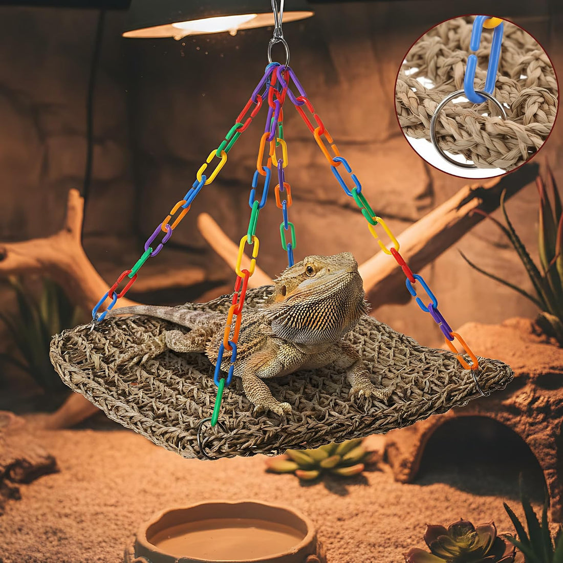 Natural Grass Bird Hammock, Climbing Perch for Pets