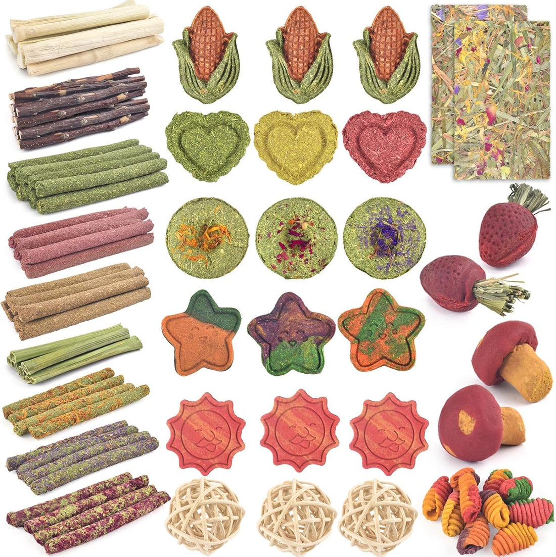 ERKOON 33PCS Bunny Chew Toys for Rabbits Teeth