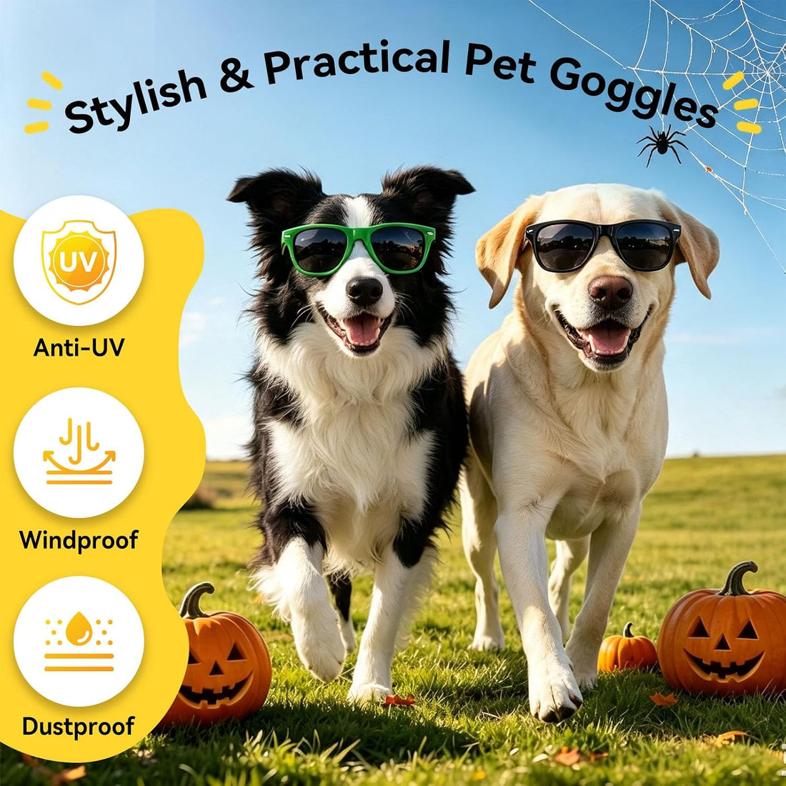 LESYPET Dog Sunglasses with Adjustable Strap Medium-Large Dog Glasses