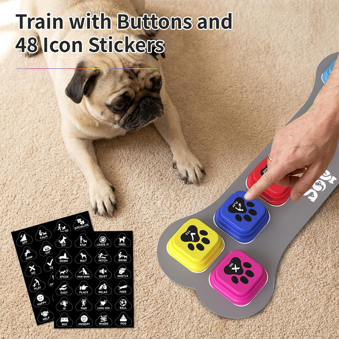 Dog Buttons for Communication,8 Pack Square Dog Talking Buttons