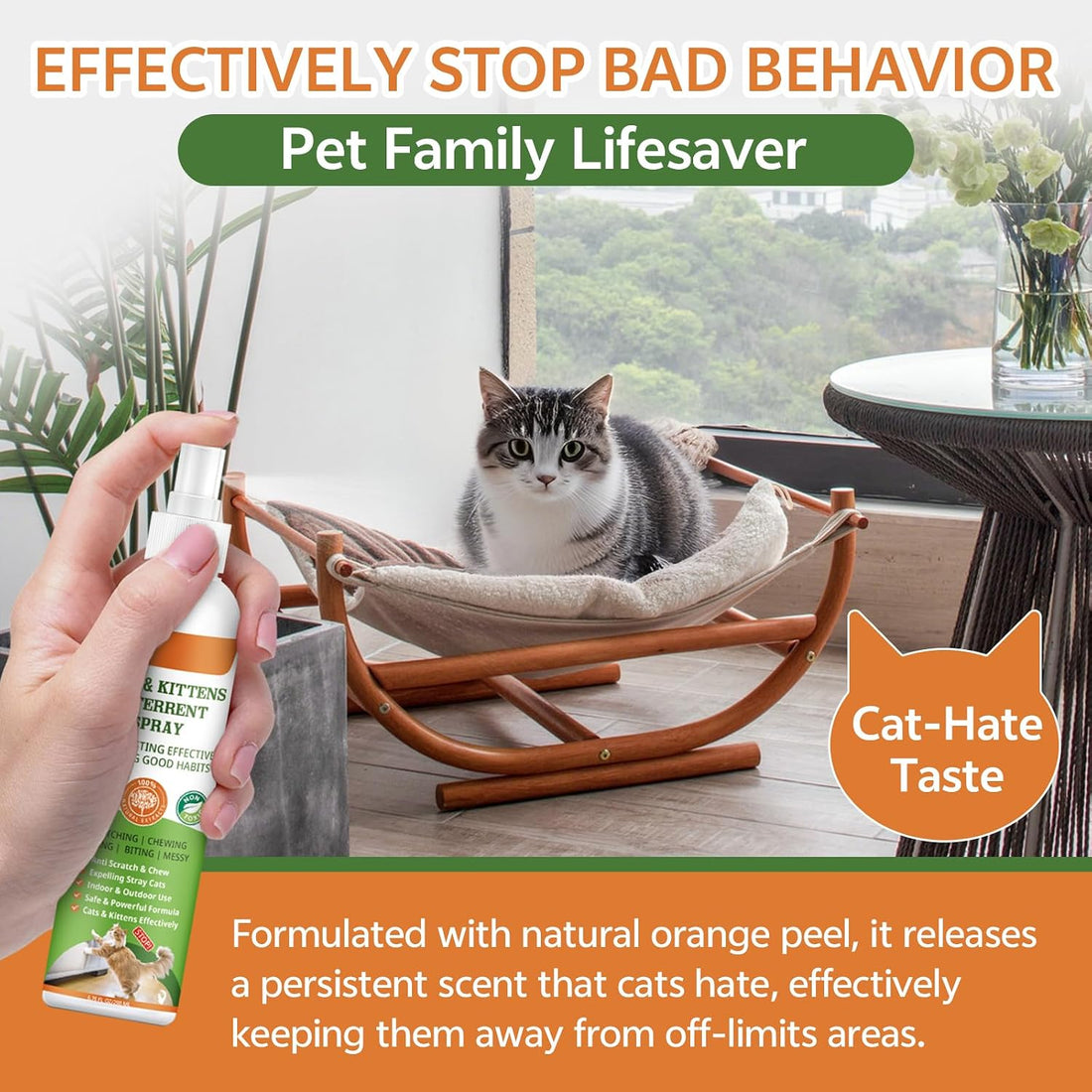 Cat Deterrent Spray, Natural No Scratch Spray for Cats, 6.76 OZ