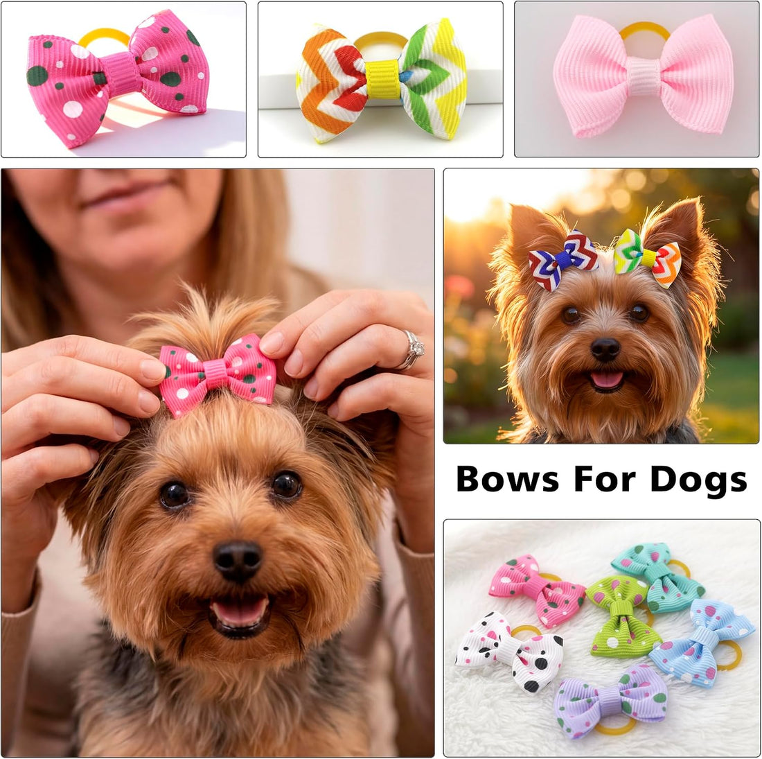 Puppy Hair Bows Small Dog Mini Rubber Bands Doggie Bowknot Pet