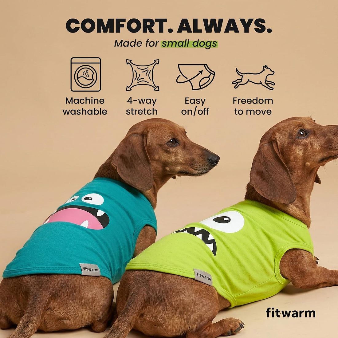 Fitwarm 3 Pack Monster Dog Shirt, Lightweight Funny Dog Tshirt