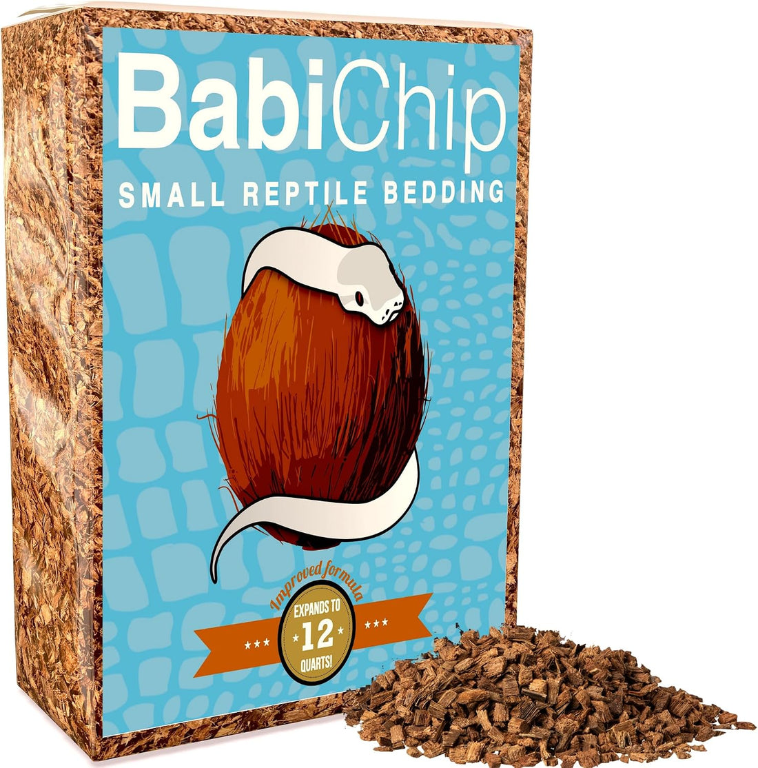 BabiChip Coconut Chip Substrate for Reptiles 12 Quart Loose Small