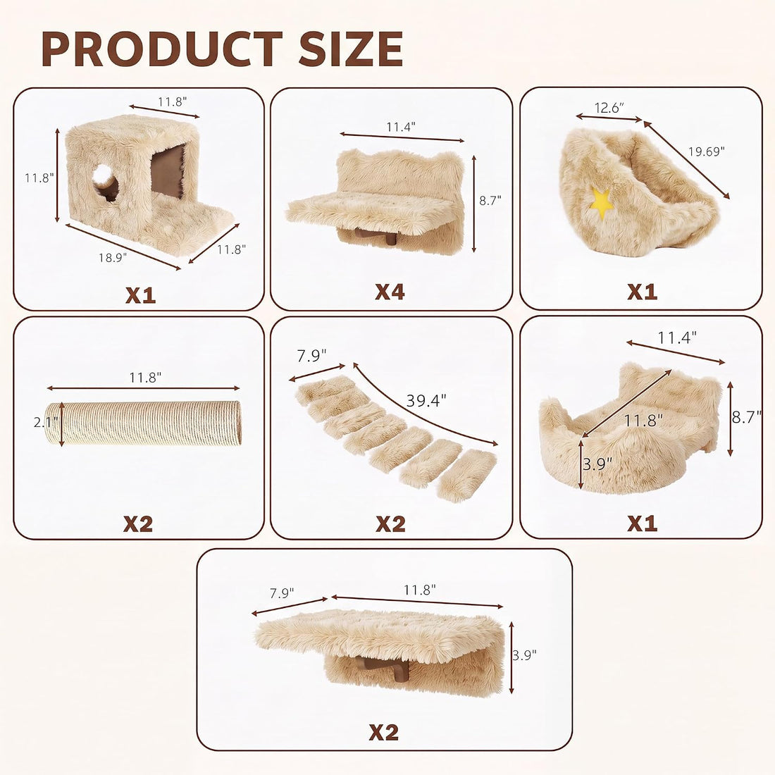 13-in-1 Cat Wall Shelves, Moon & Bridge Cat Wall Furniture