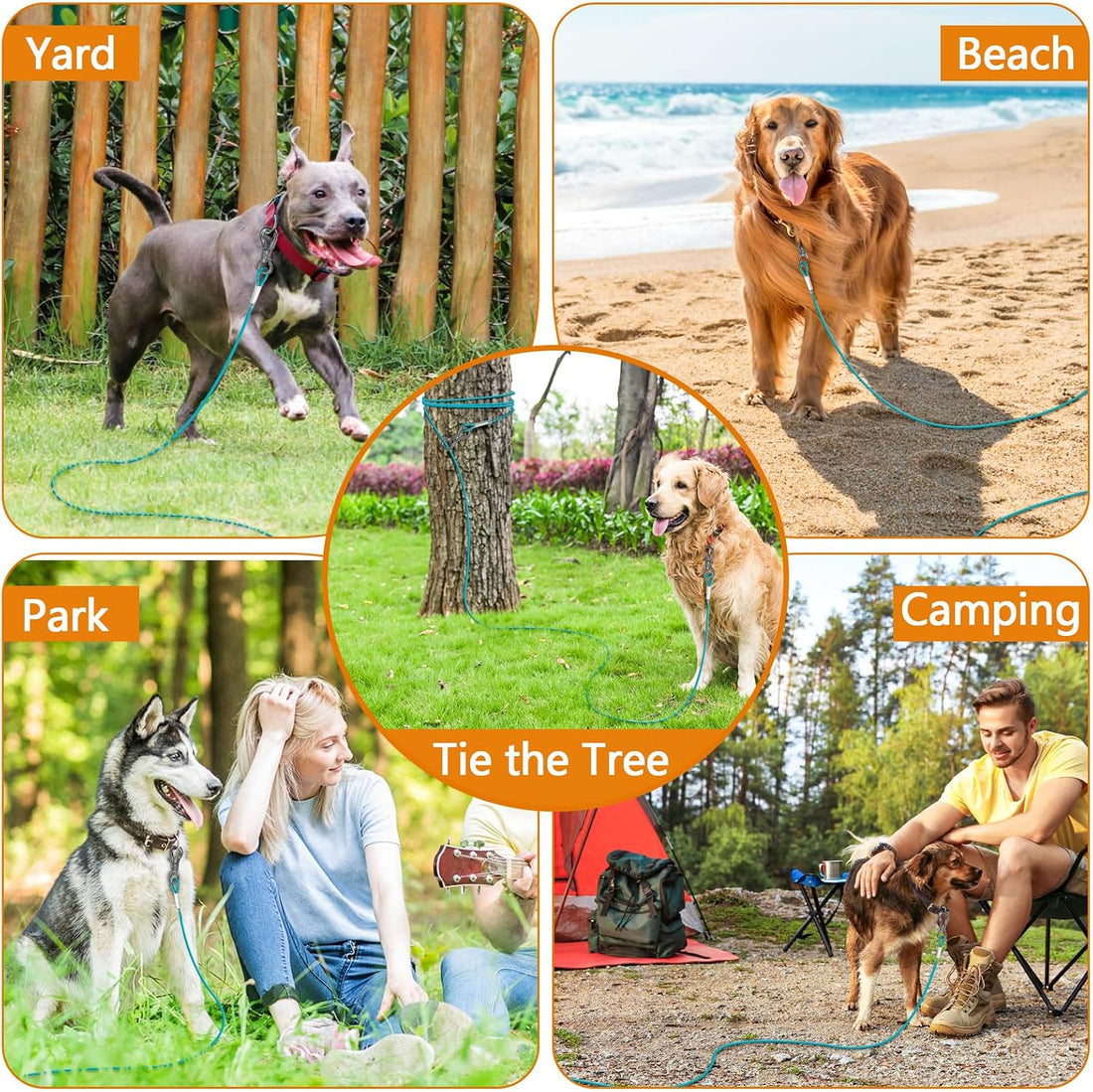 XiaZ Dog Tie Out Cable, Dog Leads for Yard 8/10/15/20/30/50 Feet