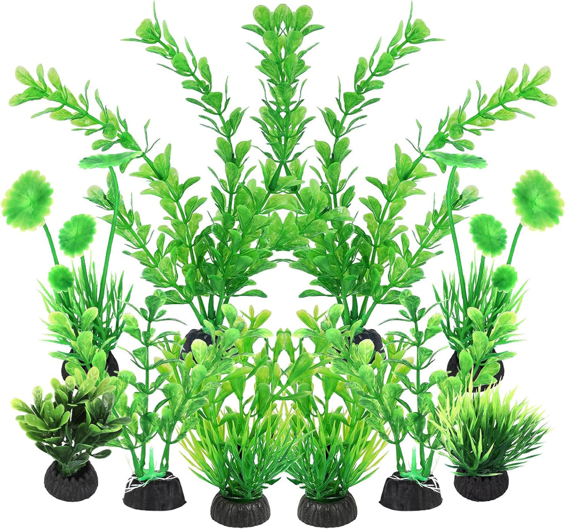 AQUANEAT Artificial Fish Tank Plants, Plastic Aquarium Decorations