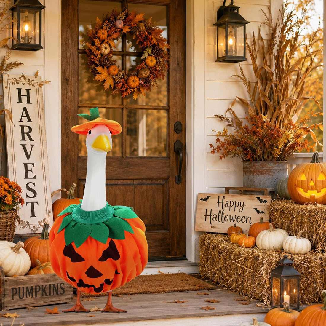 Halloween Porch Goose Outfit Pumpkin for 23 Inch Plastic & Cement