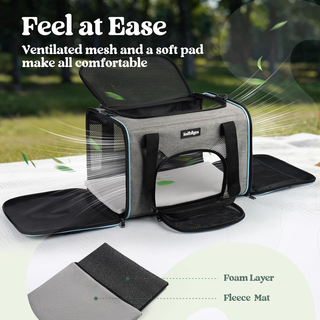 rabbitgoo Cat Carrier Soft with Safety Buckles