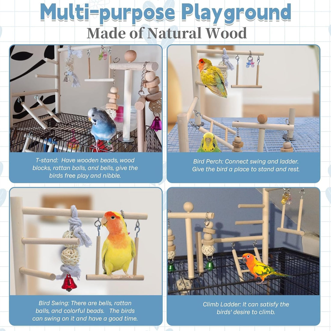 PINVNBY Bird Playground Parrot Play Gym Parakeet Cage Play Stand
