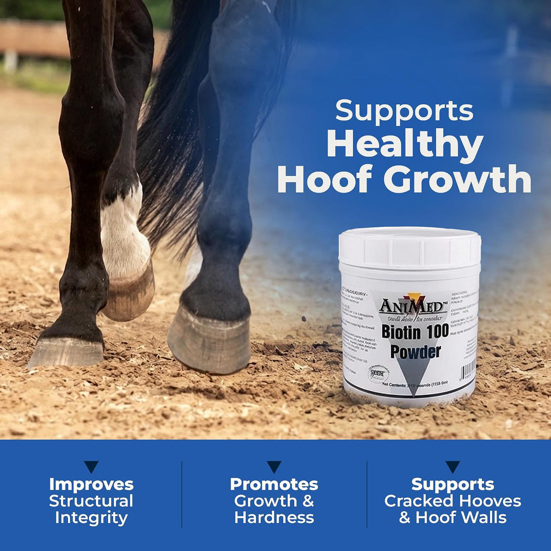 AniMed Biotin 100 Daily Horse Hoof Supplement & Equine Hair Growth