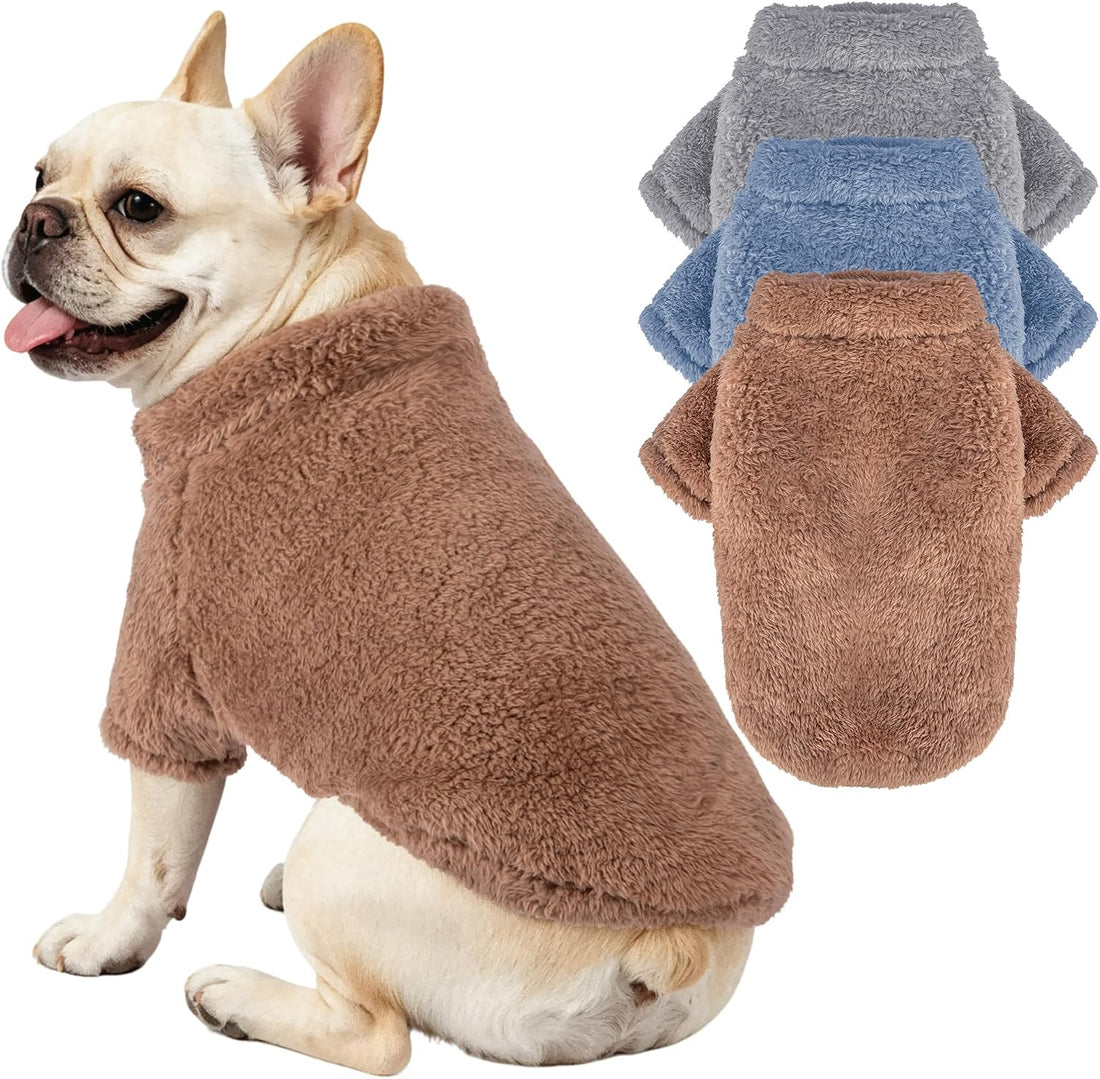 Dog Sweater, 3 Pack Warm Plush Fleece Dog Sweaters for Small Dogs