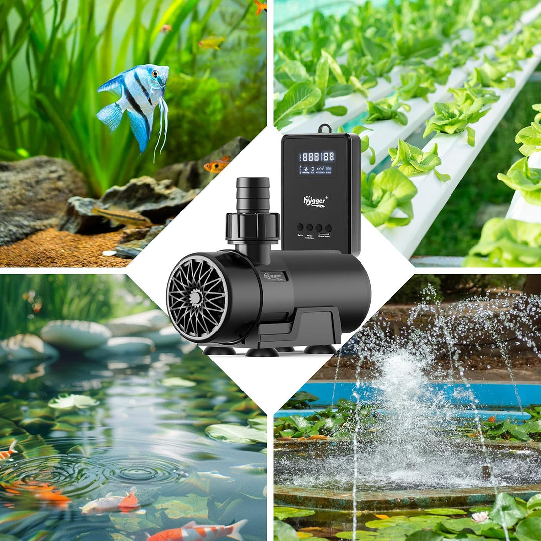 hygger 15W-100W Water Pump with Controller