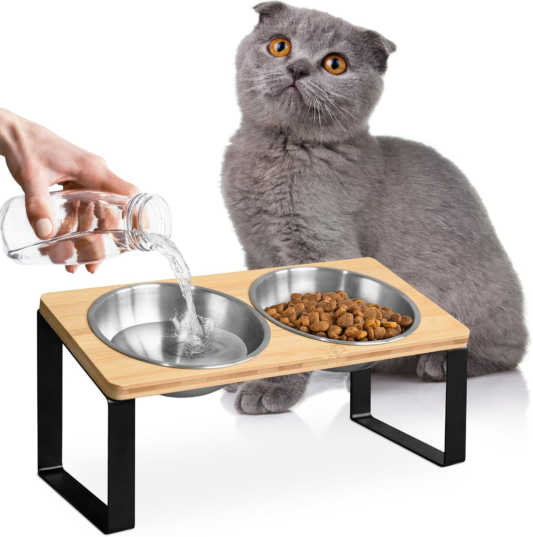 Raised cat Bowls for Indoor Cats by WinTruffles, Elevated cat Bowls
