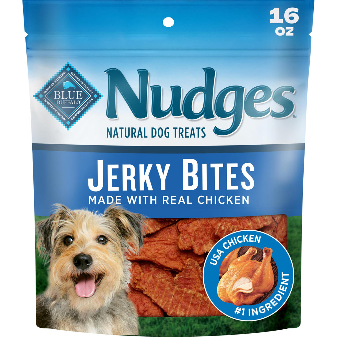 Blue Buffalo Nudges Jerky Cuts Chicken Dog Treats, 16 oz