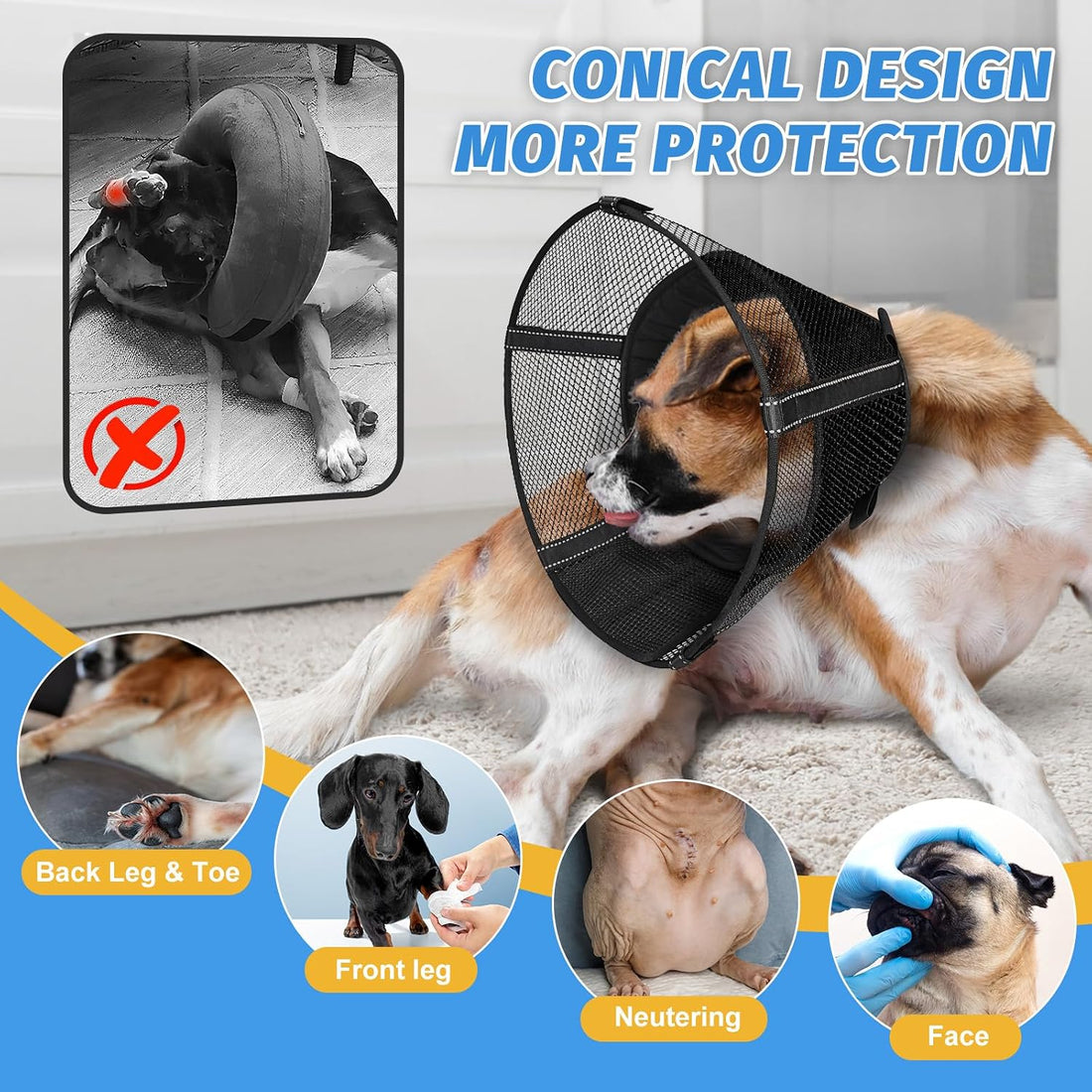 Mesh Dog Cone Collar Soft to Stop Licking Surgery Recovery Alternative