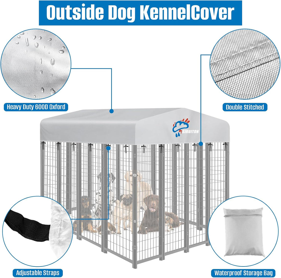 SIRUITON 8x4FT Outdoor Dog Kennel Replacement Cover,Heavy Duty 600D