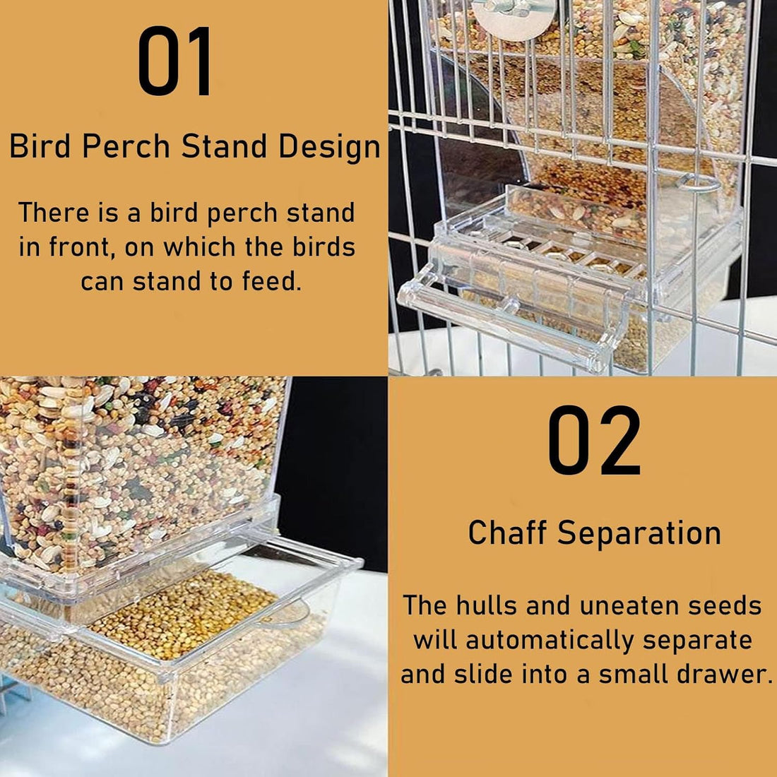 No Mess Bird Feeder for Cage Automatic Small Bird Food Container
