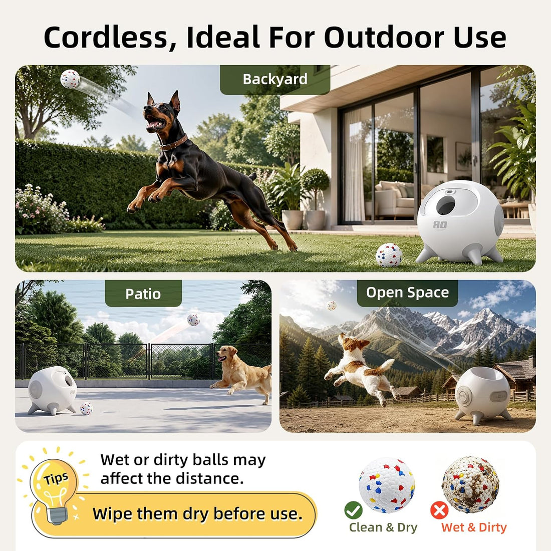 uahpet Automatic Ball Launcher for Dogs with Obstacle Detection