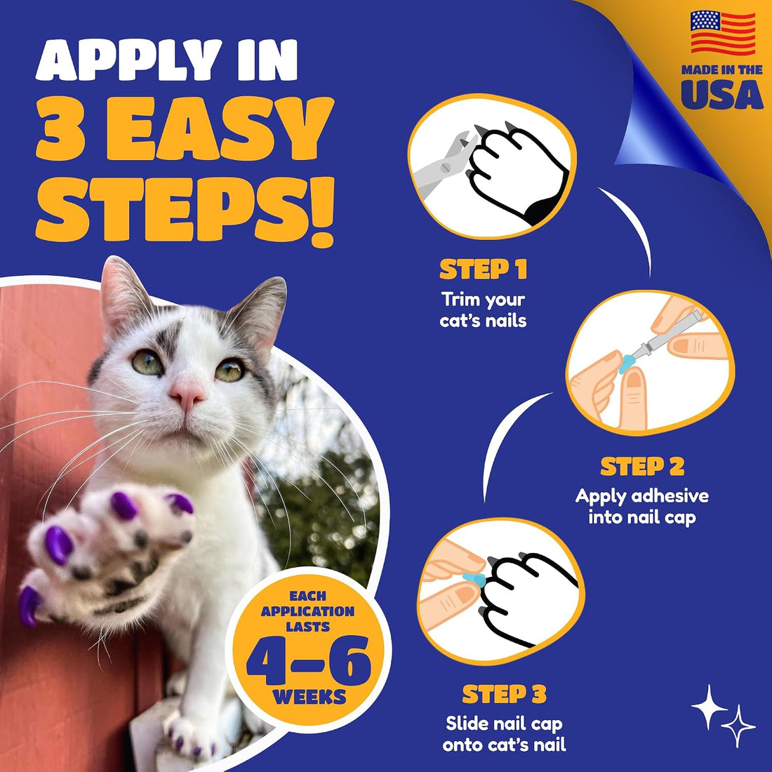 Soft Claws Nail Caps for Large Cats, 40 Caps