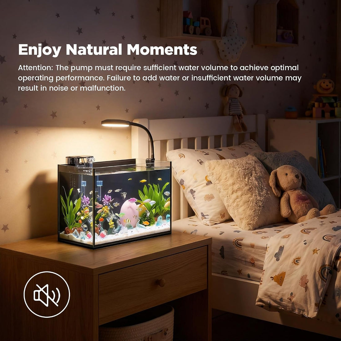 2 Gallon Small Fish Tank with Light and Filter Desktop Aquarium