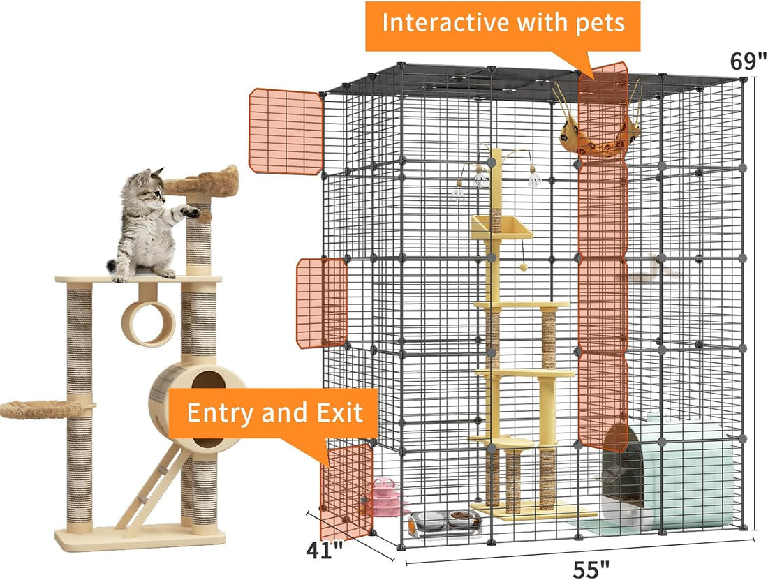 Oneluck 5-Tier 69 Inch Large Cat Cages DIY Cat Playpen Detachable