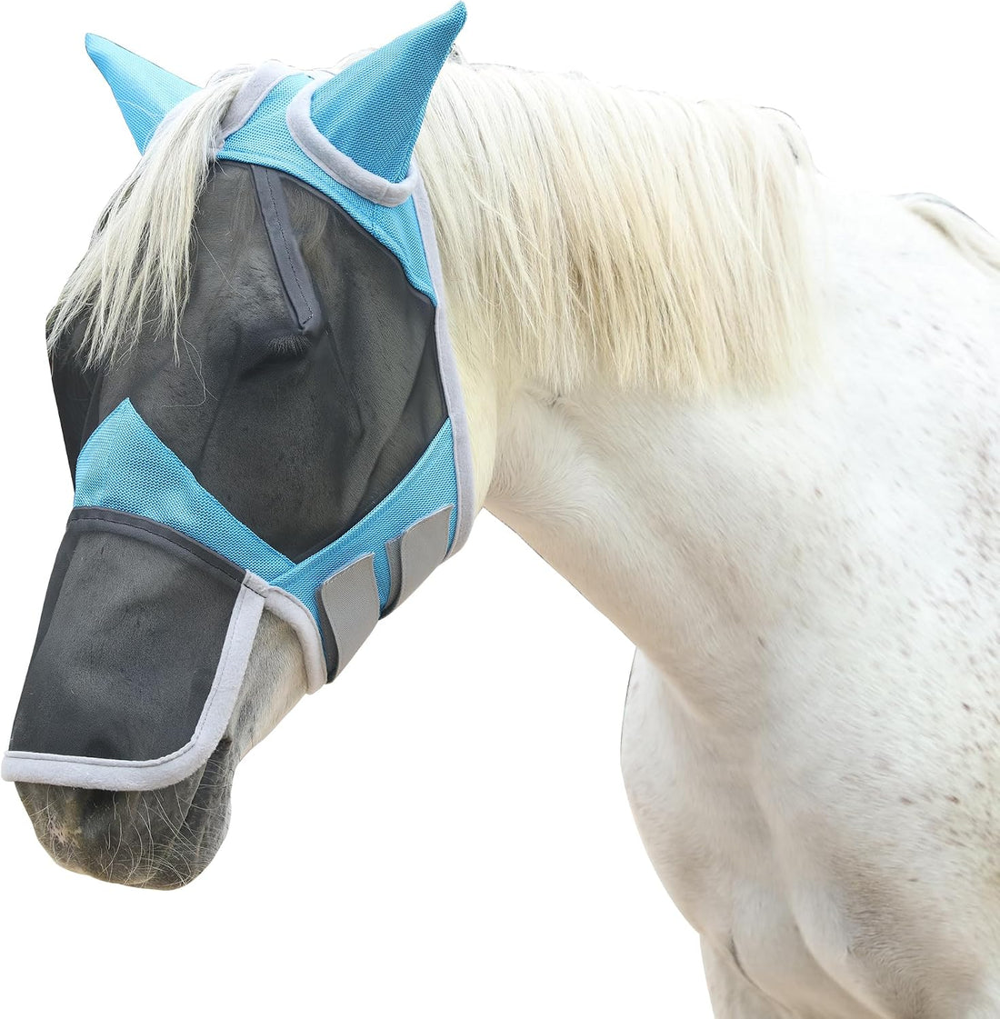 Horse Fly Mask with Ears & Long Nose, Fine Mesh