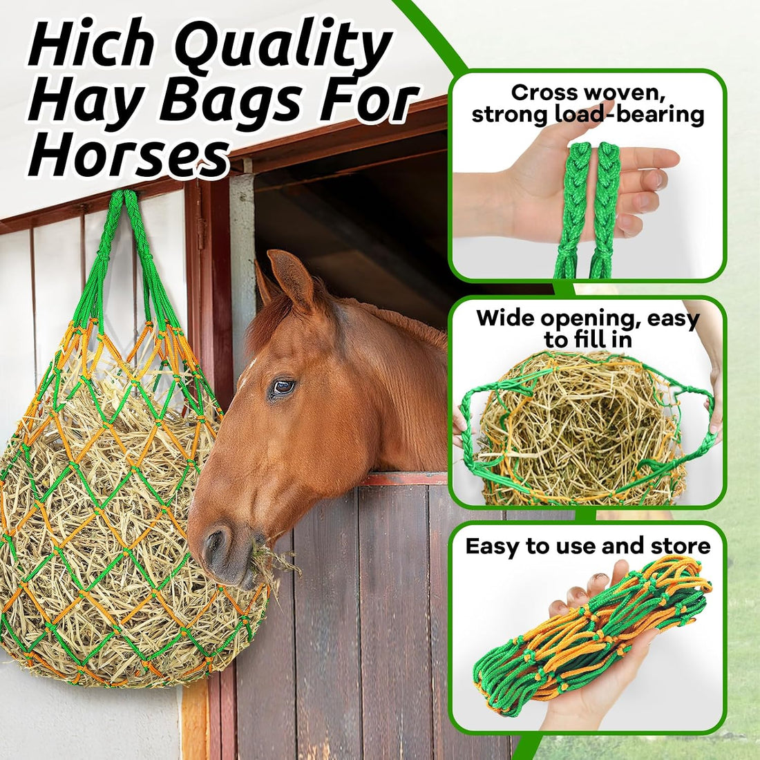 YedsIntu 3 Pcs Hay Bags for Horses
