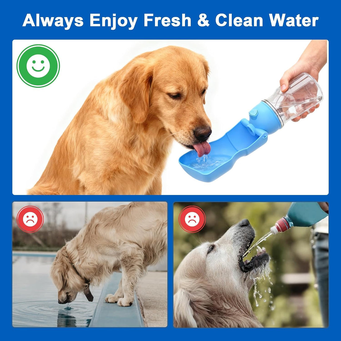 Dog Water Bottle, Portable Leak-Proof Water Dispenser with Drinking