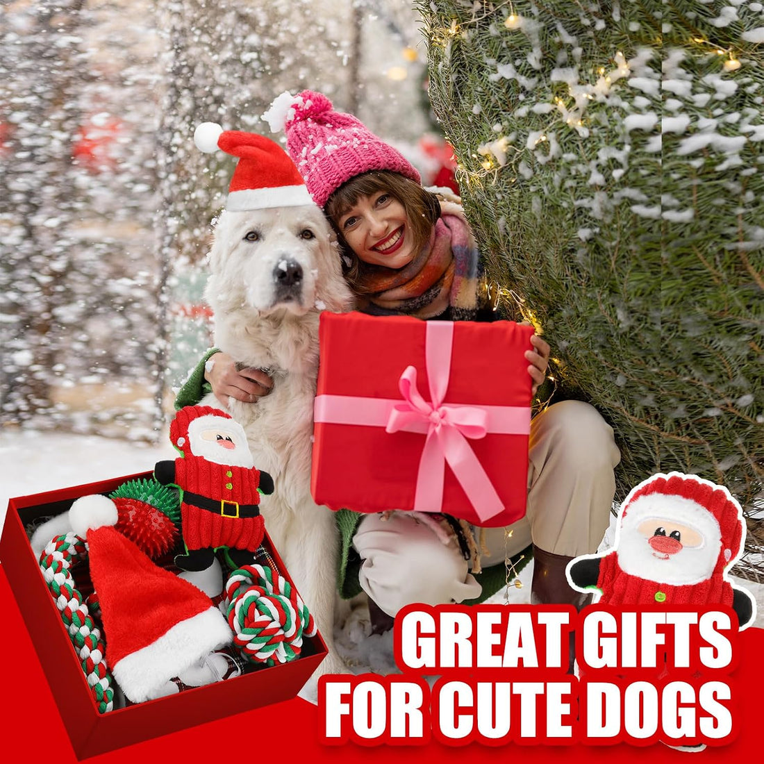 Dansydaisy 10 Pcs Christmas Dog Toys Bulk Xmas Themed Gift Puppy Chew