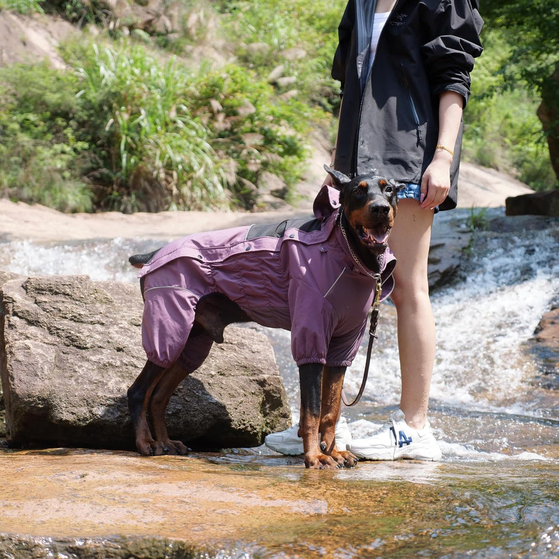LOVELONGLONG Waterproof Dog Raincoat with Removable Hood